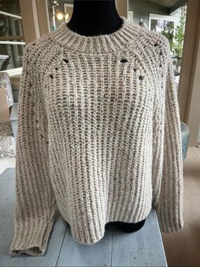 360 Sweater brand Speckled Cream Crewneck Sweater